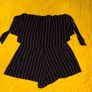 Elegant Black and White Striped Women's Jumpsuit